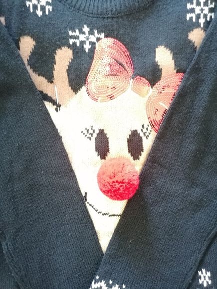 pep and co Womens Christmas Jumper M 12 To 14 Black 38 Inch Bust Reindeer Design - Picture 4 of 8